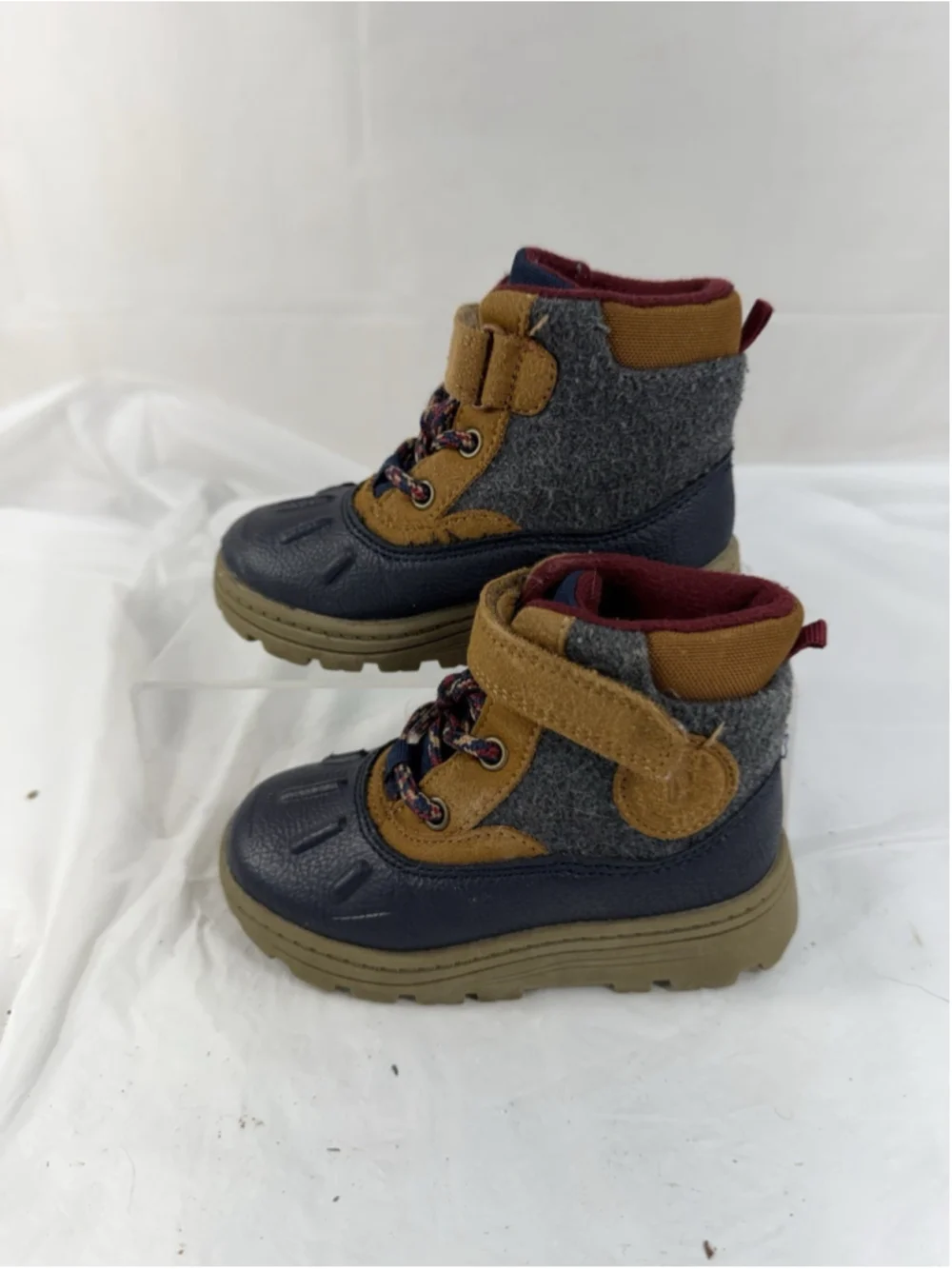 Carter's Freddie Boots Toddler Boys Size 7 Brown Snow Winter Lined Hook Loop